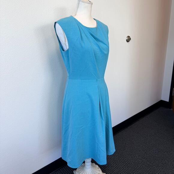 Calvin Klein Womens Dress Blue Aqua Sleeveless Pleated Bodice Knee Length Size 6 - Picture 3 of 11
